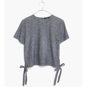 Madewell Chambray Side-Tie Crop Top